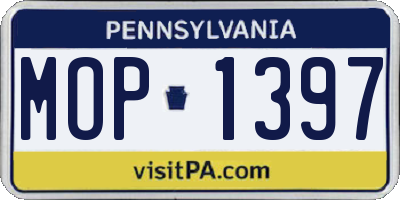 PA license plate MOP1397