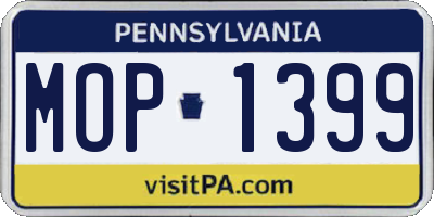 PA license plate MOP1399