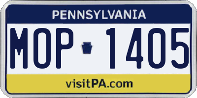 PA license plate MOP1405