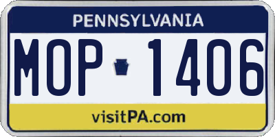 PA license plate MOP1406