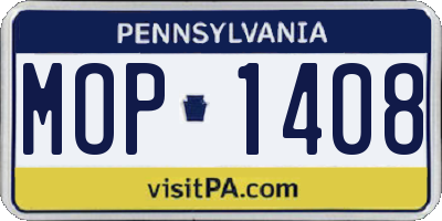 PA license plate MOP1408