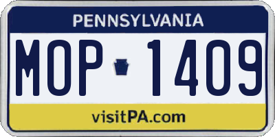 PA license plate MOP1409