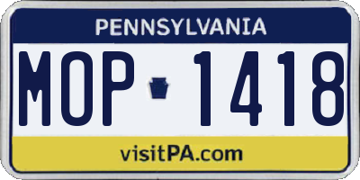 PA license plate MOP1418