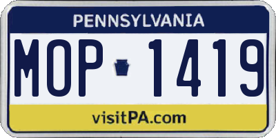 PA license plate MOP1419