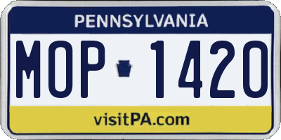 PA license plate MOP1420