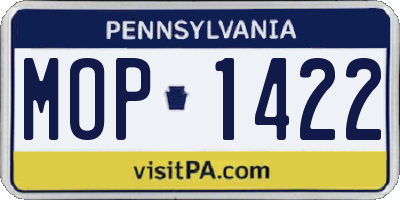 PA license plate MOP1422