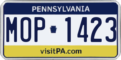 PA license plate MOP1423