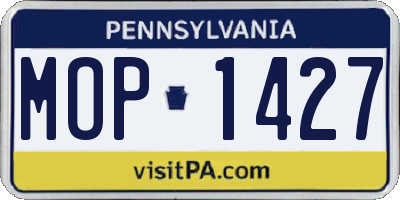 PA license plate MOP1427
