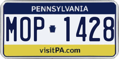 PA license plate MOP1428
