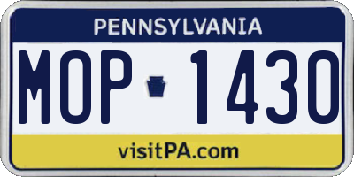 PA license plate MOP1430