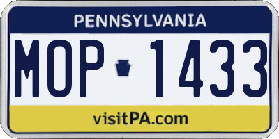 PA license plate MOP1433