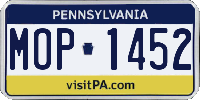 PA license plate MOP1452