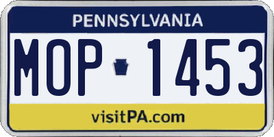 PA license plate MOP1453
