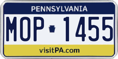 PA license plate MOP1455