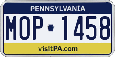 PA license plate MOP1458