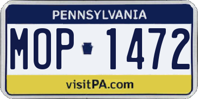 PA license plate MOP1472
