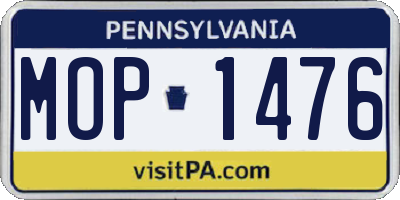 PA license plate MOP1476