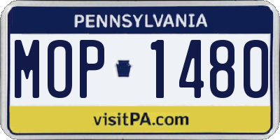 PA license plate MOP1480