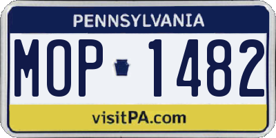 PA license plate MOP1482