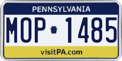 PA license plate MOP1485