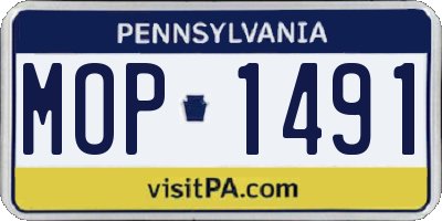 PA license plate MOP1491