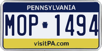 PA license plate MOP1494