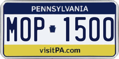 PA license plate MOP1500