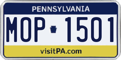 PA license plate MOP1501