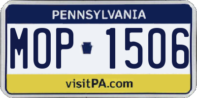 PA license plate MOP1506