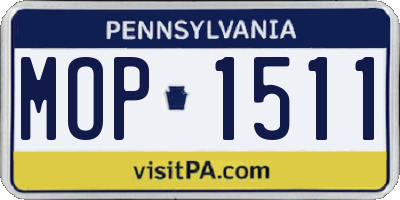 PA license plate MOP1511