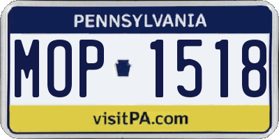 PA license plate MOP1518