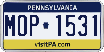 PA license plate MOP1531