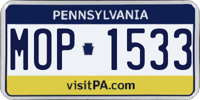 PA license plate MOP1533