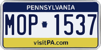 PA license plate MOP1537