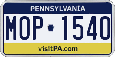 PA license plate MOP1540