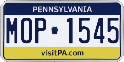 PA license plate MOP1545