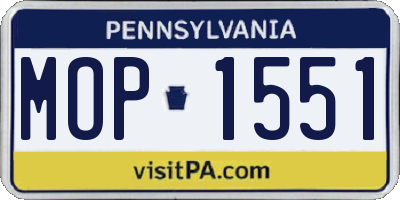PA license plate MOP1551
