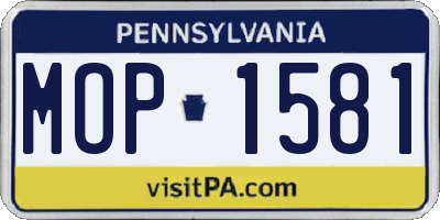 PA license plate MOP1581