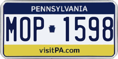 PA license plate MOP1598