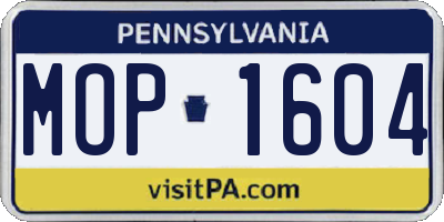 PA license plate MOP1604