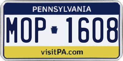 PA license plate MOP1608