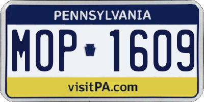 PA license plate MOP1609