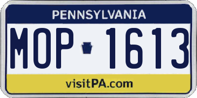 PA license plate MOP1613