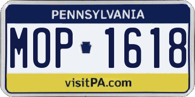 PA license plate MOP1618