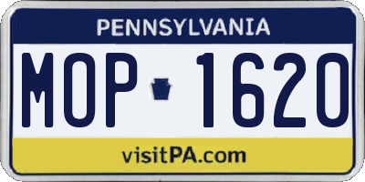 PA license plate MOP1620