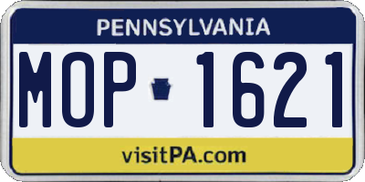 PA license plate MOP1621