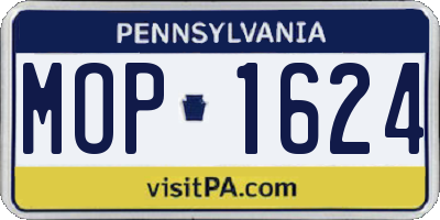 PA license plate MOP1624