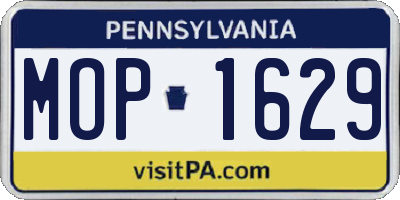 PA license plate MOP1629