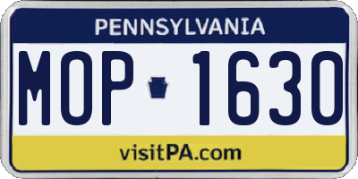 PA license plate MOP1630