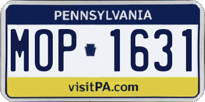 PA license plate MOP1631